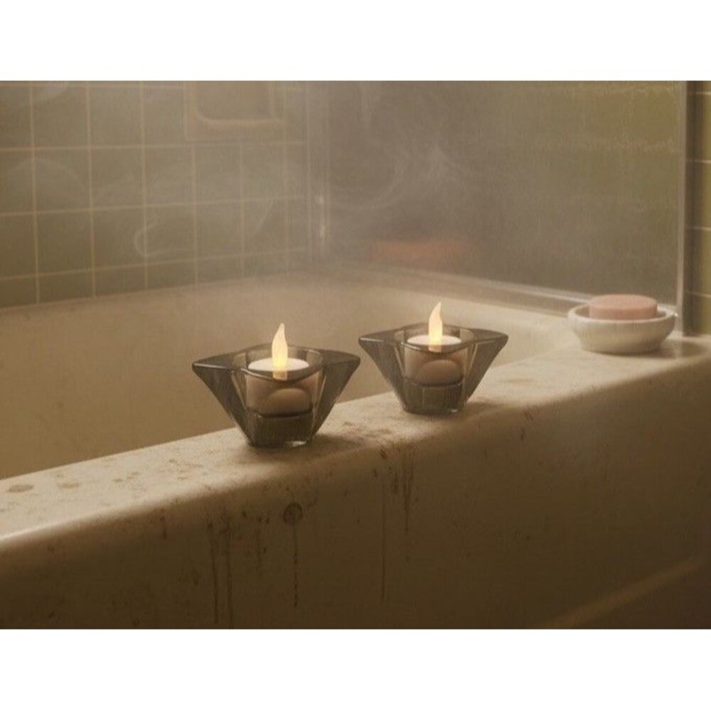Vintage Black Gray Smoke Glass Candle Holders Pair 3” Wide Square Retro Decor